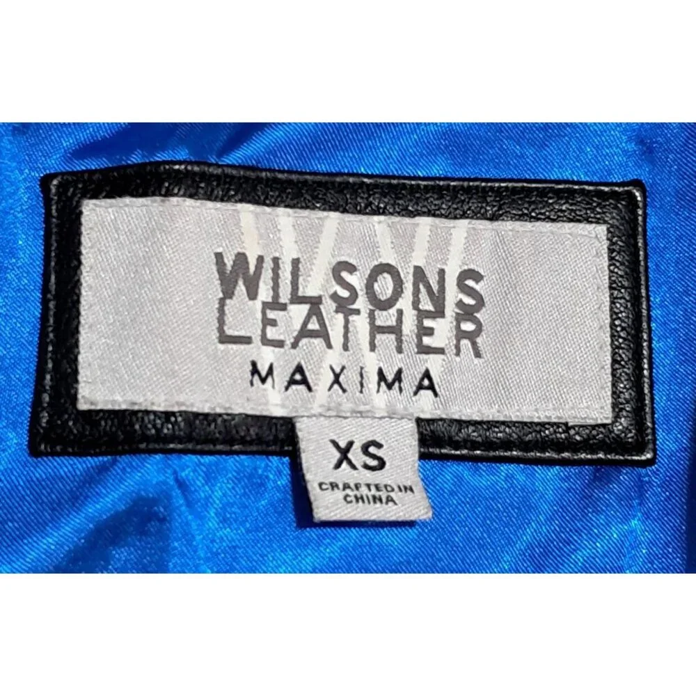 Vintage 1990s Wilsons Leather Maxima Womens XS Black Fitted Blazer Jacket - Picture 3 of 12